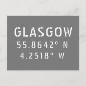 Carte Postale Glasgow Écosse Latitude & Longitude (Devant)