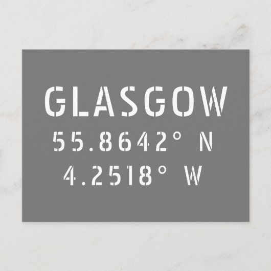 Carte Postale Glasgow Écosse Latitude & Longitude (Devant)