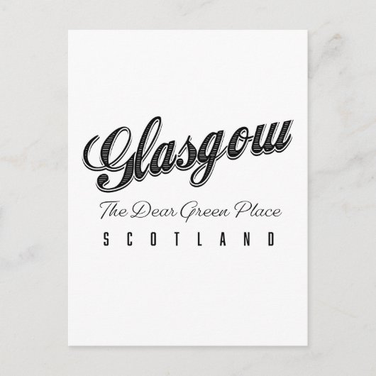 Carte Postale Glasgow Écosse "L'endroit vert cher" (Devant)