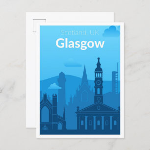 Carte Postale Glasgow Écosse Royaume-Uni Illustration Vintage vo