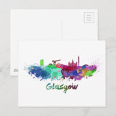Carte Postale Glasgow skyline en aquarelle (Devant / Derrière)