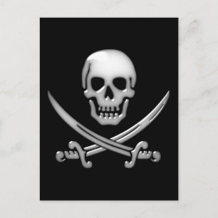 Carte Postale Glassy Pirate Skull & Sword Crossbones