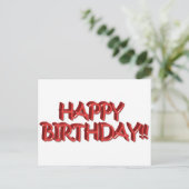 Carte Postale Glassy Red Happy Birthday Texte Image (Debout devant)