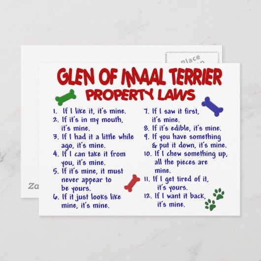 Carte Postale GLEN OF IMAAL TERRIER Property Lois (Devant / Derrière)