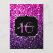Carte Postale Glitter dégradé rose violet Sweet 16 (Devant)