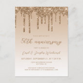 Carte Postale Glitter Drip Or 50e Anniversaire Script (Devant)