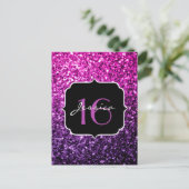 Carte Postale Glitter ombré rose violet Sweet 16 (Debout devant)