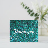 Carte Postale Glitter Patterns Thank You Blue Glittery Sparkle (Debout devant)