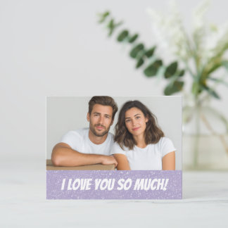 Carte Postale Glitter Personalized Couple Photo Valentine Card
