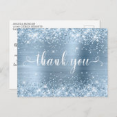 Carte Postale Glitterie Bleu clair Douceur 16 Coeurs Merci (Devant / Derrière)