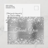 Carte Postale Glitterie Silver Foil Sweet 16 Merci (Devant / Derrière)