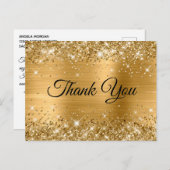 Carte Postale Glittery Gold Foil 30e anniversaire Merci (Devant / Derrière)