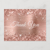 Carte Postale Glittery Rose Gold Foil 21e Anniversaire Merci (Devant)