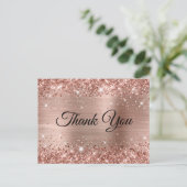 Carte Postale Glittery Rose Gold Foil 60e Anniversaire Merci (Debout devant)
