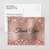 Carte Postale Glittery Rose Gold Foil 60e Anniversaire Merci (Devant / Derrière)