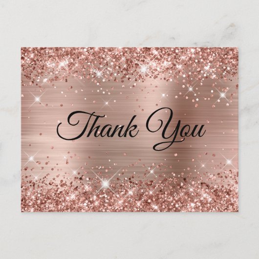 Carte Postale Glittery Rose Gold Foil 60e Anniversaire Merci (Devant)