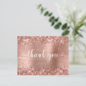 Carte Postale Glittery Rose Gold Sweet 16 Coeurs Merci (Debout devant)