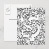 Carte postale Glitz "Argent" dollar "$" (Devant / Derrière)