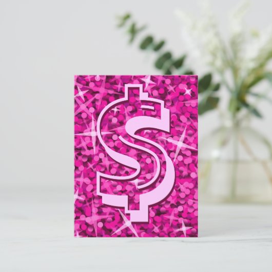 Carte postale Glitz Pink dollar '$' (Debout devant)