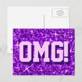 Carte postale Glitz Purple 'OMG' (Devant / Derrière)