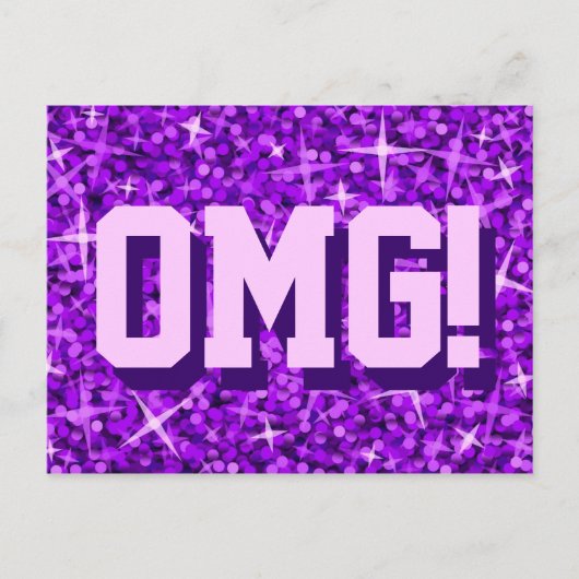 Carte postale Glitz Purple 'OMG' (Devant)