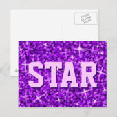 Carte postale Glitz Purple 'STAR' (Devant / Derrière)