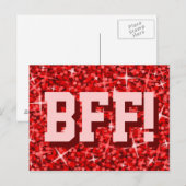 Carte postale Glitz Red 'BFF' (Devant / Derrière)