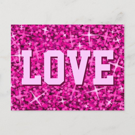 Carte postale Glitz Rose 'LOVE' (Devant)