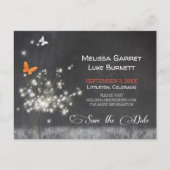 Carte Postale Glitzy Dandelion Chalkboard Mariage Enregistrer la (Devant)