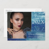 Carte Postale Glitzy Foil | Ice Blue Iridescent Photo Thank You (Devant / Derrière)