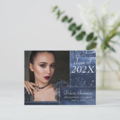 Carte Postale Glitzy Foil | Marine Blue Dark Grad Photo Merci (Debout devant)