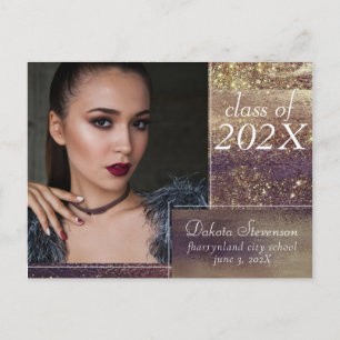 Carte Postale Glitzy Foil Merci photo en cuivre de bronze doré