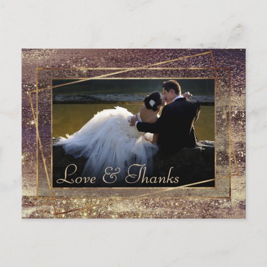 Carte Postale Glitzy Foil | Merci photo en cuivre de bronze doré (Devant)