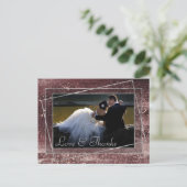 Carte Postale Glitzy Foil | Merci photo rose Rose Gold Mauve (Debout devant)