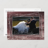 Carte Postale Glitzy Foil | Merci photo rose Rose Gold Mauve (Devant / Derrière)