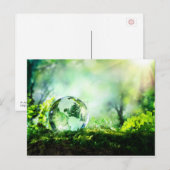 Carte Postale globe cristal dans une forêt verte (Devant / Derrière)