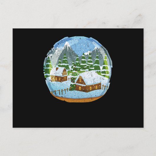 Carte Postale Globe des neiges Snowglobe Noël Fêtes Pins Arbres (Devant)
