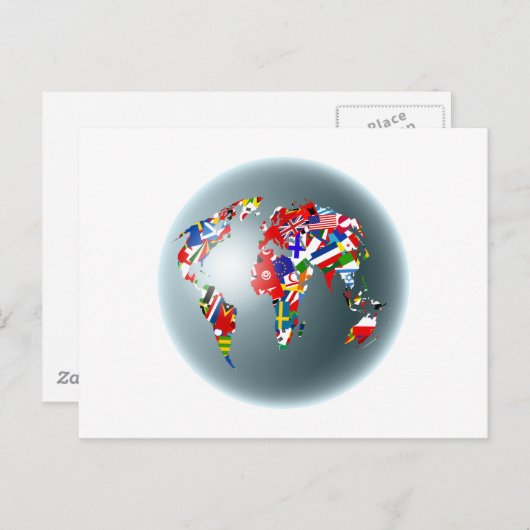 Carte Postale Globe du drapeau (Devant / Derrière)