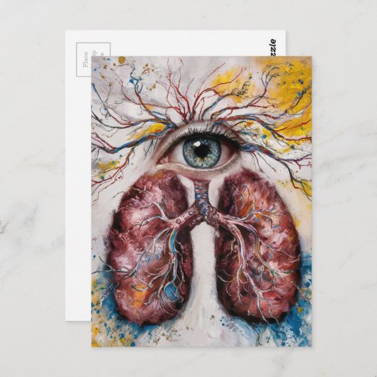 Carte Postale Globe oculaire et poumons (Devant / Derrière)