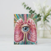 Carte Postale Globe oculaire et poumons surréalistes (Debout devant)