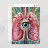 Carte Postale Globe oculaire et poumons surréalistes (Devant / Derrière)