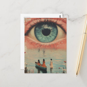 Carte Postale Globe oculaire surréaliste vintage femmes dans un