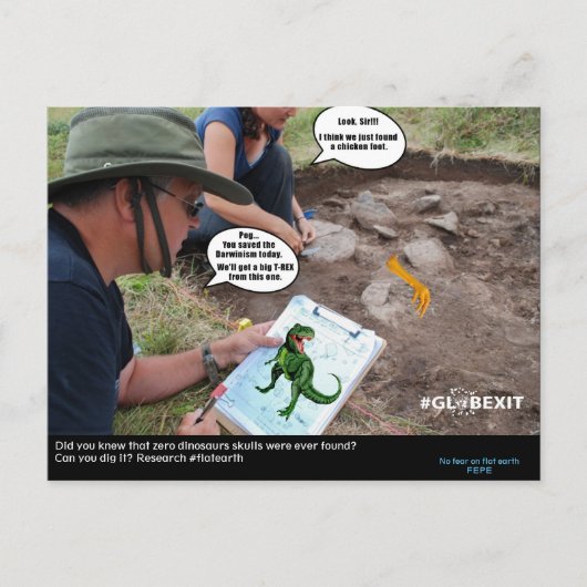Carte Postale #GLOBEXIT DINO CARD (Collection Flat Earth 2017) (Devant)