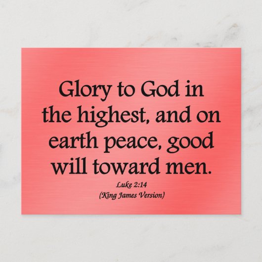 Carte Postale Gloire à Dieu dans la plus haute Luc 2:14 (Devant)