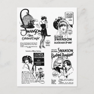 Carte Postale Gloria Swanson Annonces Silencieuses