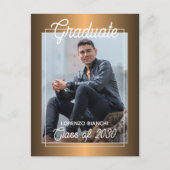 Carte Postale Glossy Faux Red Copper Graduation Faire-part (Devant)