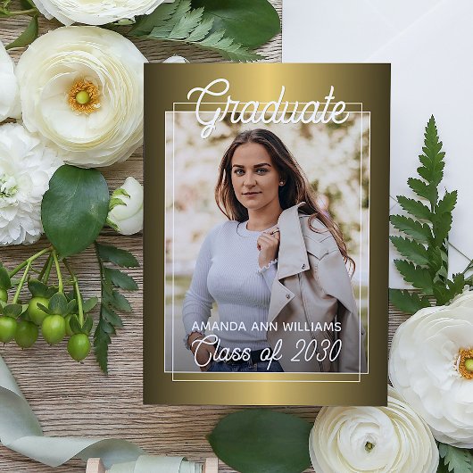 Carte Postale Glossy Gold Minimalist Graduation Faire-part