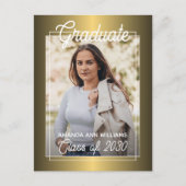 Carte Postale Glossy Gold Minimalist Graduation Faire-part (Devant)