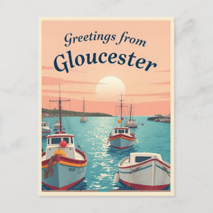 Carte Postale Gloucester, Massachusetts – Bateaux de pêche Vinta