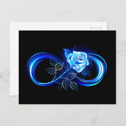 Carte Postale Glowing infinity with blue rose (Devant / Derrière)